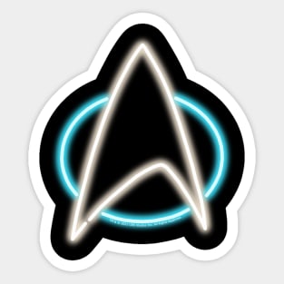 Blue Neon Star Trek Next Generation Communicator Badge Top Left Sticker